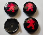 4x Peugeot Alloy Wheel Hub Centre Cap Set of 4 Caps 3D New 60mm Black Red