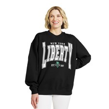 Women's WEAR by Erin Andrews Black New York Liberty Oversized Team Fleece
