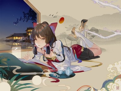 Anime Art 2D Touhou Hakurei Reimu Lying On Front 11x17 Poster