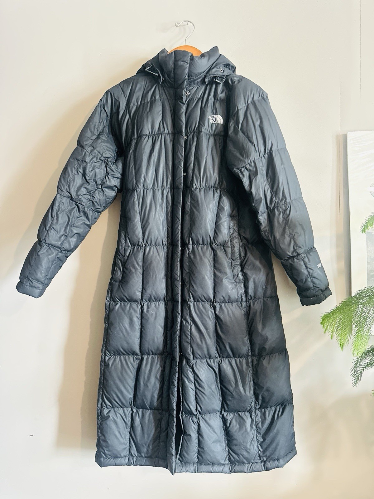 The North Face Coat Womens Small Black 700 Goose Down Puffer Hooded Ex- Long