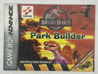 Jurassic Park III: Park Builder (Gameboy Advance, 2001) MANUAL.
