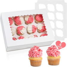 12 Löcher Cupcake Transportbox, Weiße Muffin Box mit Transparentem Sichtfenster,