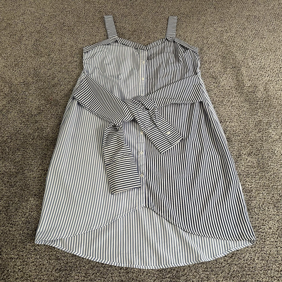 Vestido camisero WALTER BAKER L azul claro azul marino a rayas R $398 nuevo sin etiquetas Foto 4 de 4