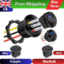 12V ON/OFF Round Waterproof Rocker Toggle Switch With LED Light for Car Van Boat