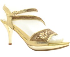 WOMENS LADIES DIAMANTE HIGH HEEL PROM SHOES WEDDING BRIDAL EVENING SANDALS 20-11