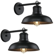 Outdoor Wall Lights - 2-Pack Black Wall Sconces, Farmhouse Barn Lights, Moder...