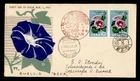 DR WHO 1961 JAPAN FDC FLOWER PAIR TO DENMARK M81199