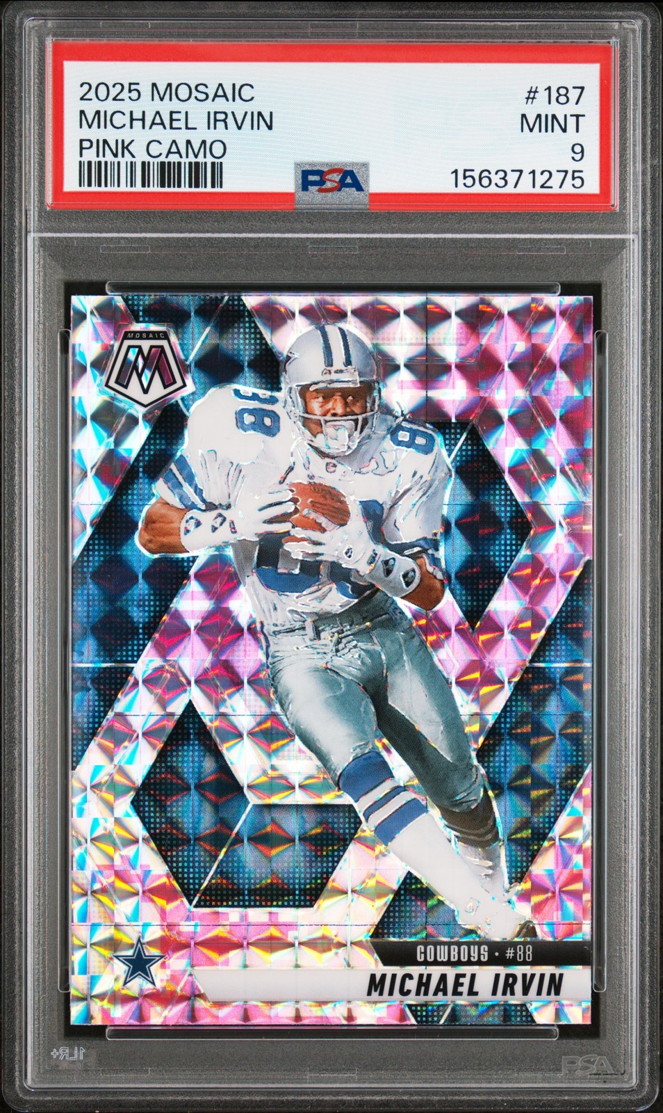 2025 PANINI MOSAIC PINK CAMO #187 MICHAEL IRVIN PSA 9