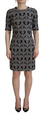 Dolce & Gabbana Black Gray Jacquard Sheath Bodycon Women's Dress Authentic