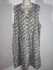 Faherty Isha Dress Nusa Floral Size XXL Linen Gray Short Sleeveless