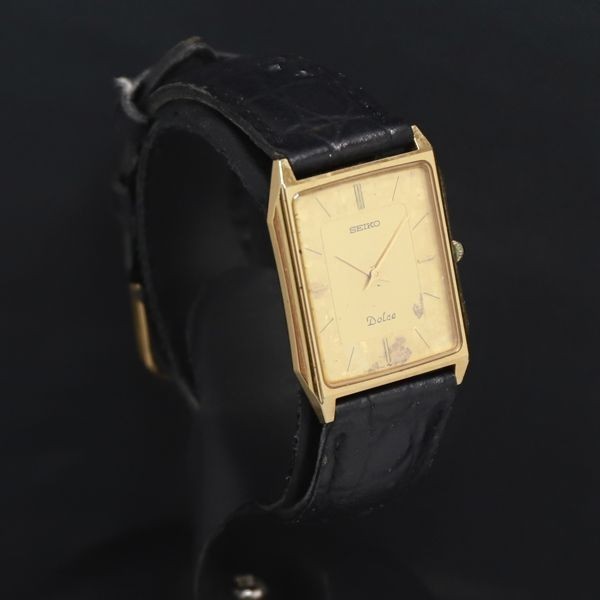 Seiko 7740-5000 Dolce Quartz Women's Watch Gold Dial Analog Square