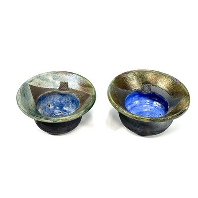 RARE Vintage David Bolton Ceramic Handmade Studio Art Pottery Yunomi Tea Bowls