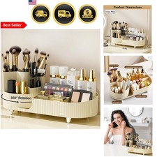 Makeup Organizer 360 Rotating Vanity Cosmetic Storage with Brush Holder