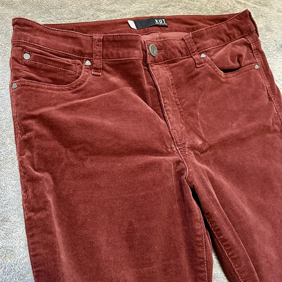 KUT FROM THE KLOTH Pants Women's 12 Burgundy Corduroy Karen Baby Bootcut Stretch - Image 3 of 4