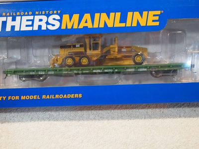 #ad #ad BURLINGTON NORTHERN 60ft. P S FLAT CAR WITH ATTACHED quot;CATquot; 163H ROAD GRADER $60.00