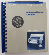 Professional Printer DeskJet Owner's Manual Hewlett-Packard VTG 1988 Guide Book