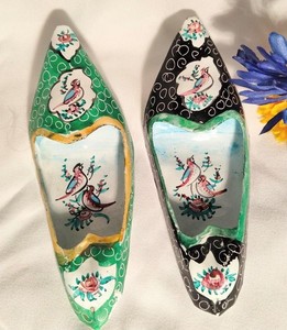 Vintage Shoes Ashtray Women High Heel 4 5/8 FigureEnamel Made In India