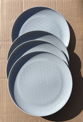 Set of 4 MAINSTAYS 10.5  Interwoven Braided Etched Plastic Dinner Plates   Grey