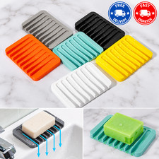 Silicone Soap Bar Holder Drain Soap Dish Non Slip Bathroom Shower Sink Tray