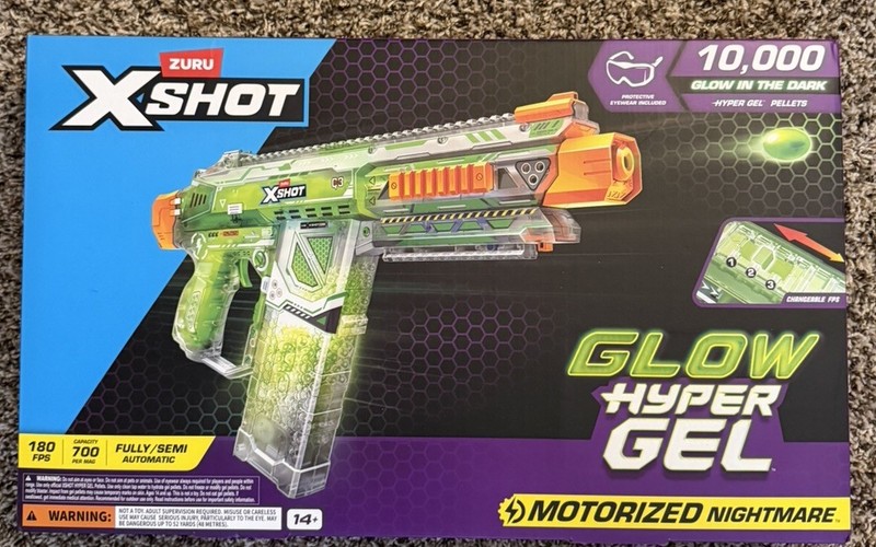 Zuru x-shot Motorized nightmare glow in the dark hyper gel blaster 