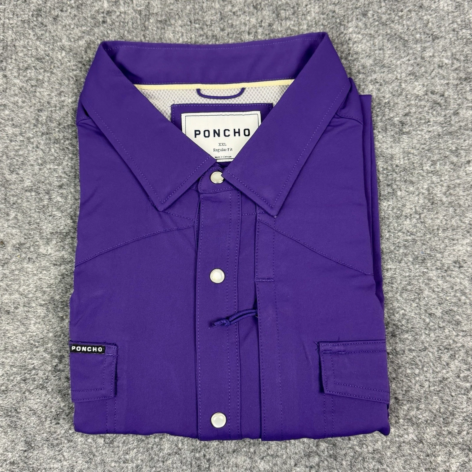 Poncho Western Shirt Mens 2XL Reg Fit Purple Short Sleeve Pearl Snap Billy Bob