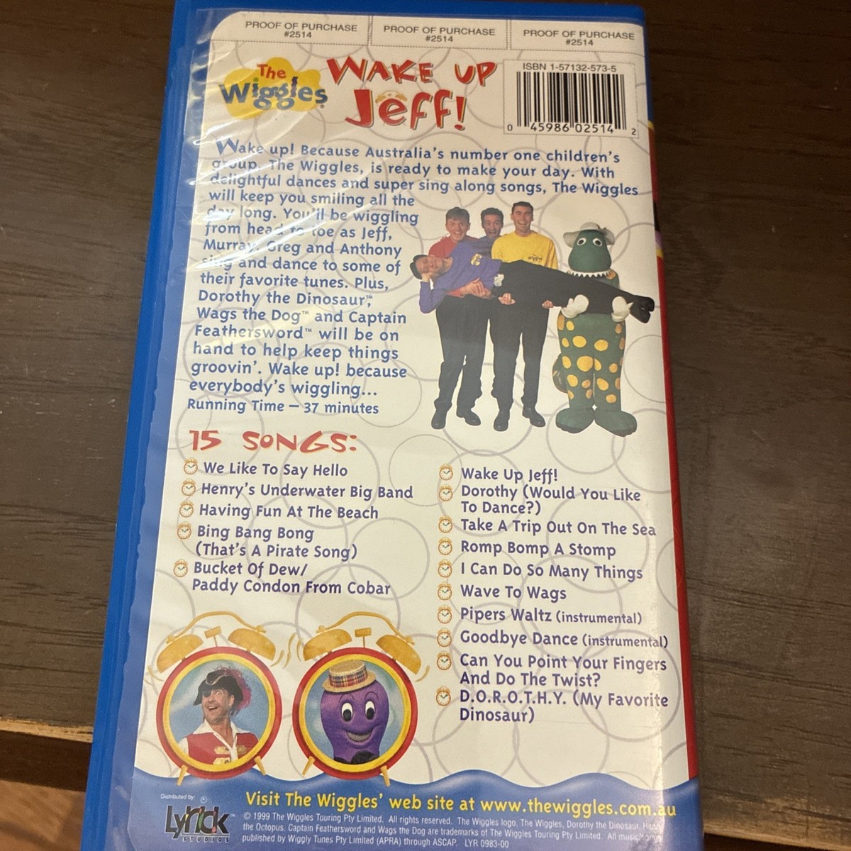 The Wiggles Wake Up Jeff VHS, 2001, Blue Clam Shell 15 Get Up And