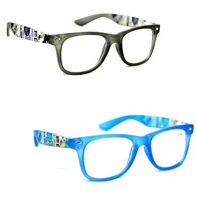 2 PAAR Geek Retro Lesebrille mit großem Rahmen +1,5 +2,0+2,5 schwarz oder blau MT68