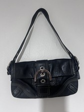 COACH 8A05 Soho Buckle Shoulder Bag handbag Black Leather