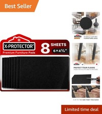 Heavy-Duty Felt Furniture Pads 8 PCS - 6  x 4 3/8  Floor Protectors - Black