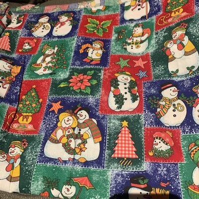 Vintage Concord Fabrics/The Kesslers Snowman patchwork Cotton Fabric, 1-3/4 yds