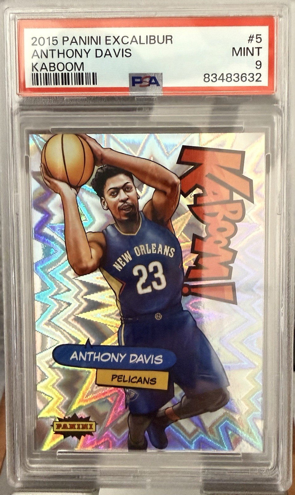 Panini 2015-16 Excalibur Kaboom Anthony Davis #5 PSA 9 New Orleans Pelicans