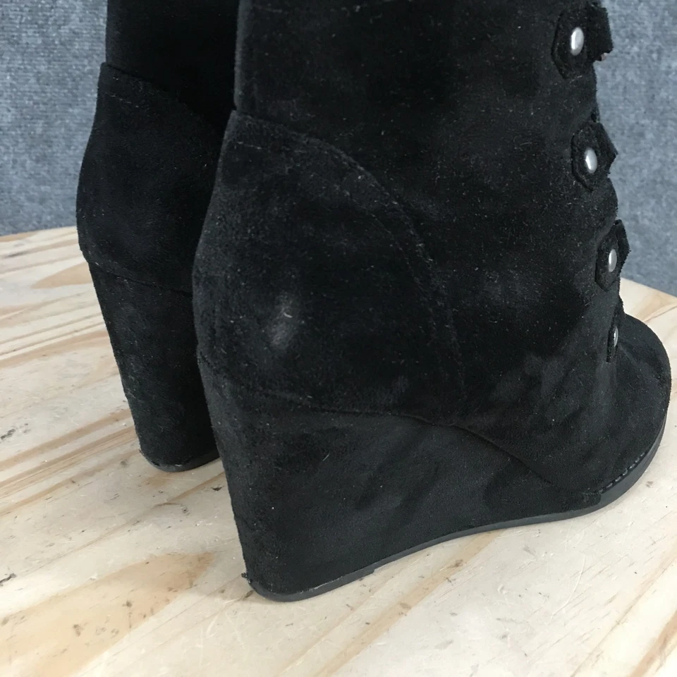 Botas de niña Madden para mujer 7,5 Gaylee botín al tobillo negras con cordones informales tacón de cuña Foto 4 de 4