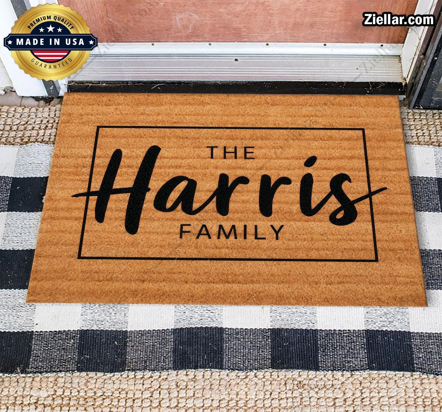 Custom Coir Doormat with Family Name - Modern Entryway Decor
