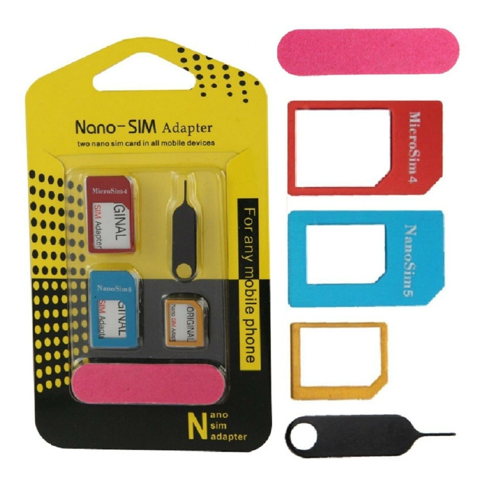 Nano SIM Karten Adapter-Set Micro 5 teilig Universal für Samsung, LG, HTC, Apple