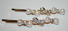 Women's Hair Pin with Pearls and Rhinestone, Wedding Accessories, Bobby Pin 2pcs