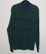 US Polo Assn Shirt Mens M Green Heathered Thermal Henley Long Sleeve