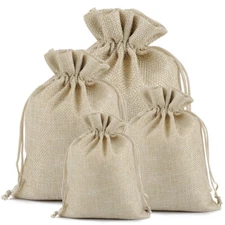 Burlap Favor Bags with Drawstring Gift Bag Jewelry Pouches for Wedding Party DIY