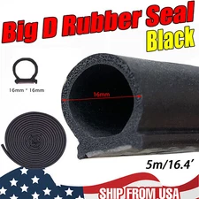 D-Shape 16FT 5M Universal Car Door Rubber Weather Seal Hollow Strip Weatherstrip