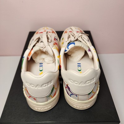 NIB COACH CI898 Size 10D Men\'s Chalk Multicolor Rainbow CLIP Low Top Sneaker NIB COACH CI898 Size 10D Men main image 2