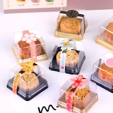 50 Pack Food Grade Plastic Transparent Baking Dessert Cake Boxes for Small Cake+