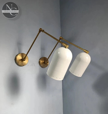 Mid Century Italian Stilnovo Sconce Lighting Brass Wall Sconce Lamp X-mass Gift