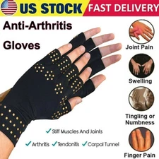 2 Copper Arthritis Compression Gloves Hand Support Rheumatoid Joint Pain Relief
