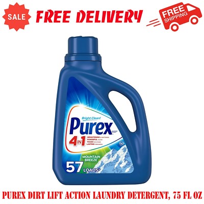 Purex Dirt Lift Action Mountain Breeze Laundry Detergent, Bright Clean, 75 fl oz