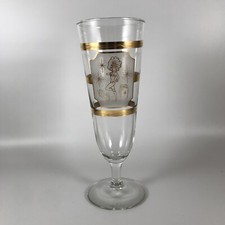 Culver Las Vegas Showgirl Pilsner Glass Gold Vintage Souvenir Dice Clubs Ace VTG