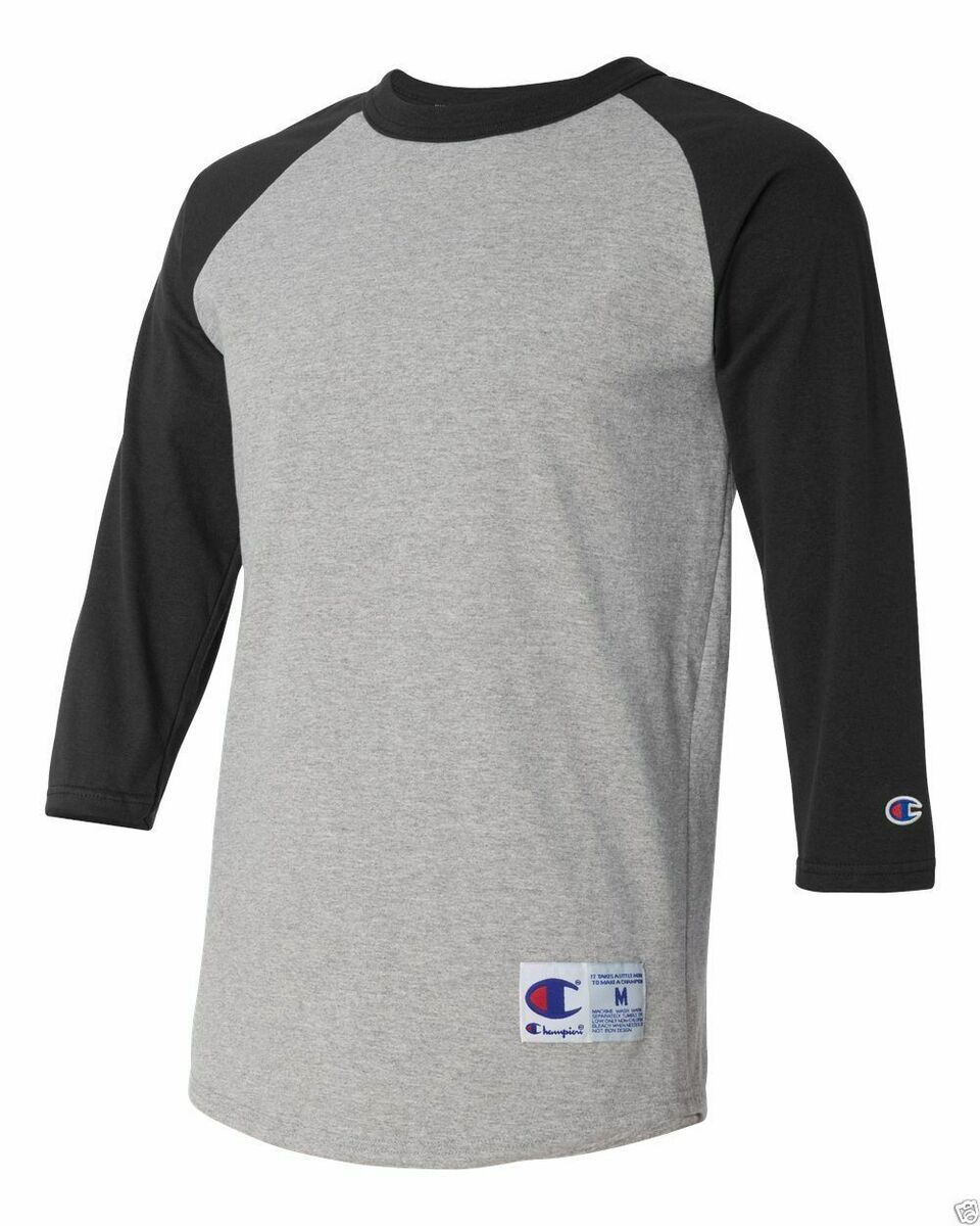 Champion Raglan Baseball Shirt Jersey Mens Tag-less T-Shirt Champion Raglan Baseball Shirt Jersey Mens Tag-less T-Shirt