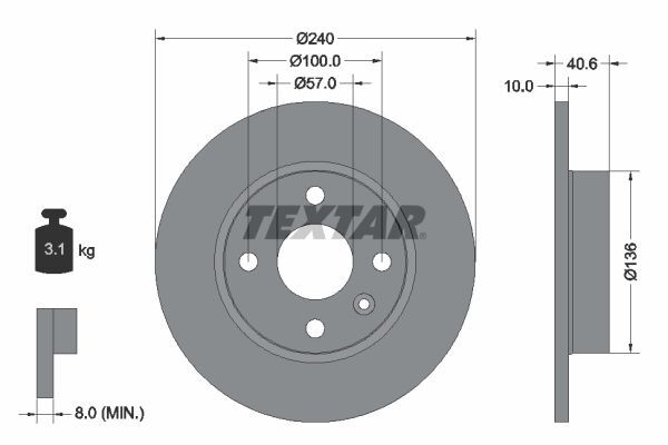 2X Textar 92111003 Bremsscheibe FüR Opel-image