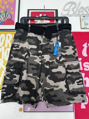 Beverly Hills Polo Club Men’s Camo Cargo Shorts - Size 30 - Grey/Black NWT