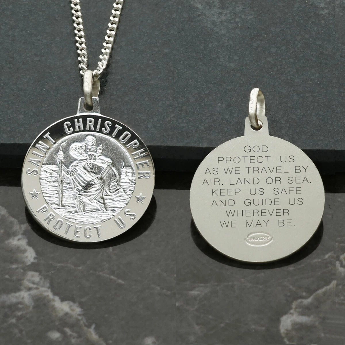St christopher necklace with travellers prayer clearance