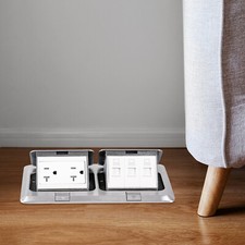 Dual Pop-up Floor Box w/Sockets and LAN,Double-layer Waterproof Ring,2X20a Jack