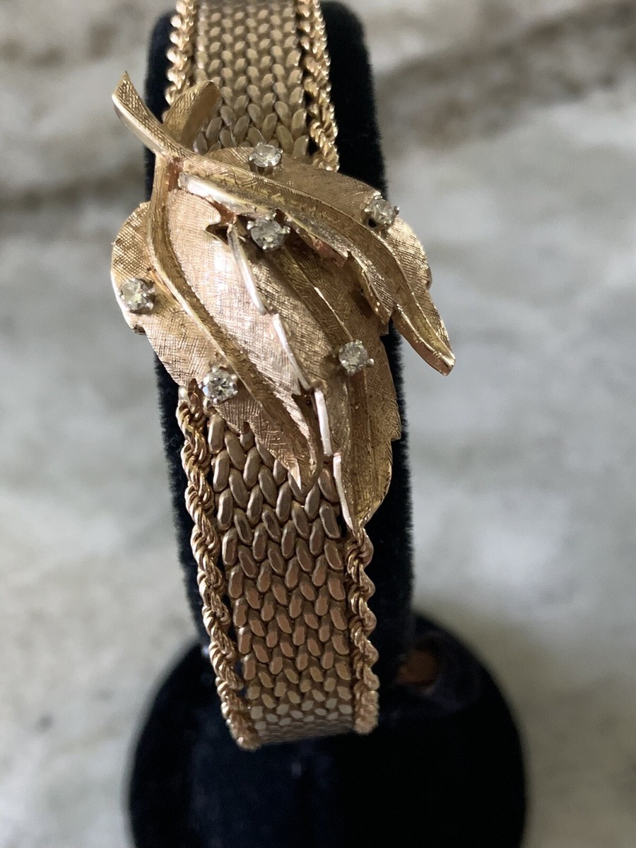 LETICIA　HOOK 01(Gold) 14K Yellow Gold Wide Fancy X Link Bracelet Stampato Puffy